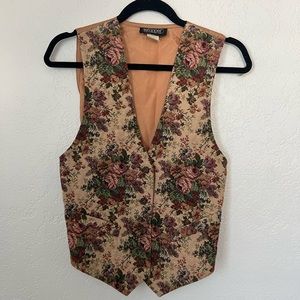 Vintage Floral Tapestry Button Up Vest